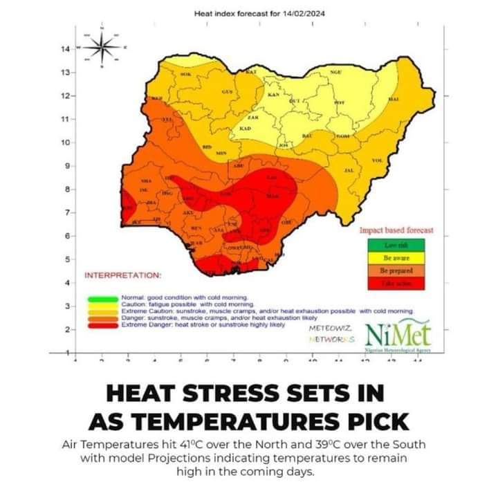 Visual Depiction of Temperature Rise and Heat Stress in Nigeri